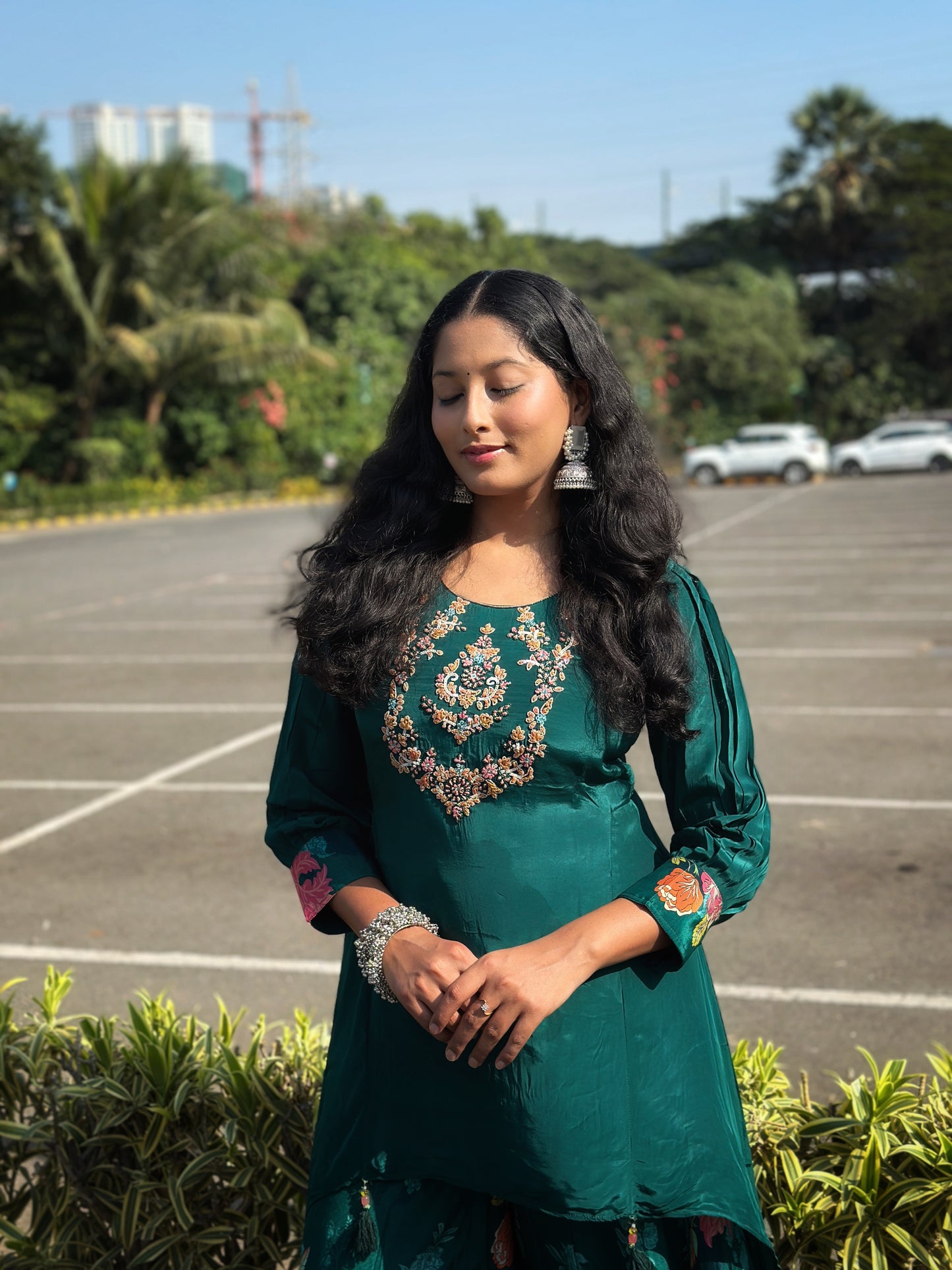 Peacock green Sharara set