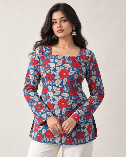 Madhuban Square Neck Top with Pull to Fit Doris
