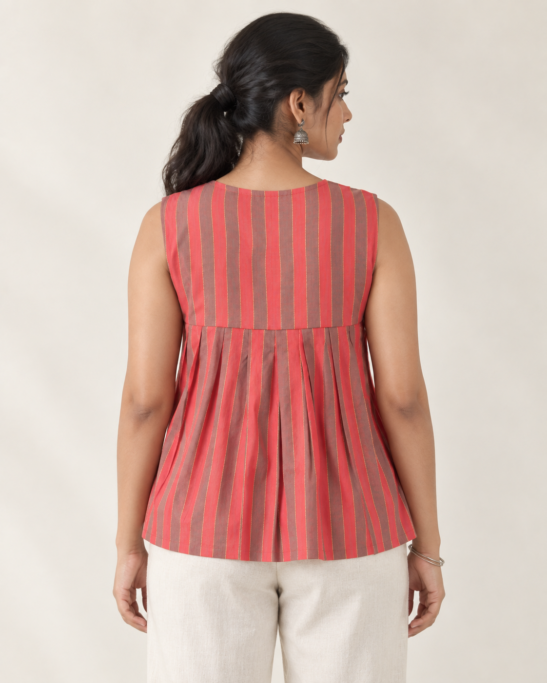 Guava Striped V-Neck Top