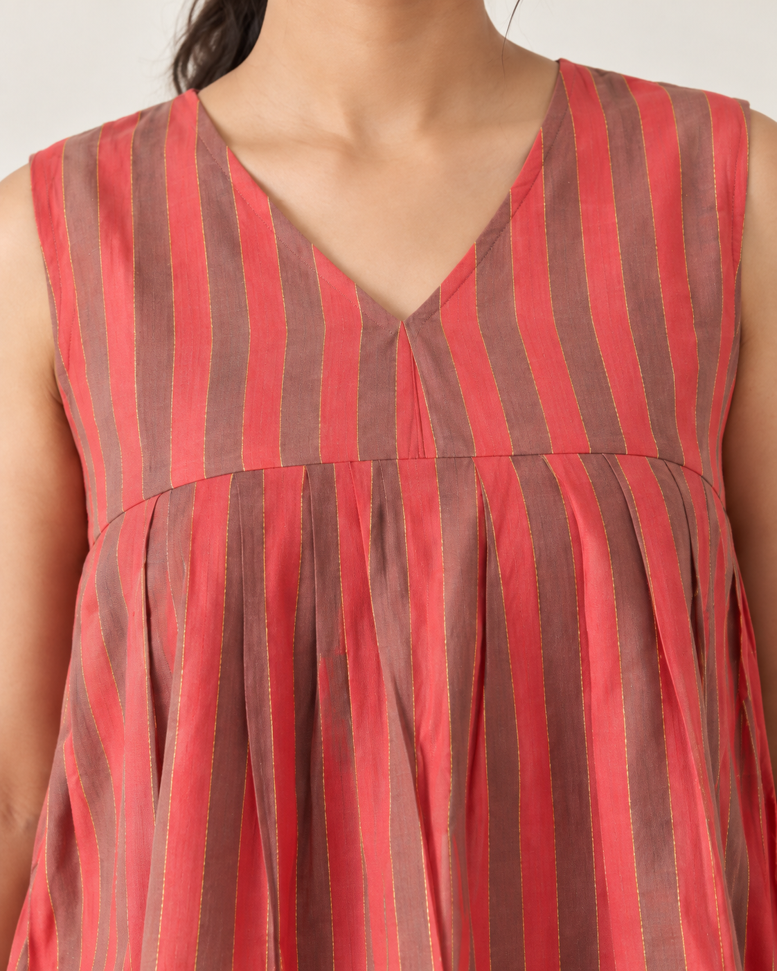 Guava Striped V-Neck Top