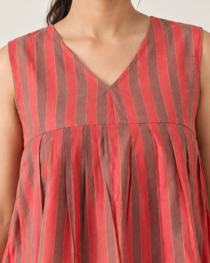 Guava Striped V-Neck Top
