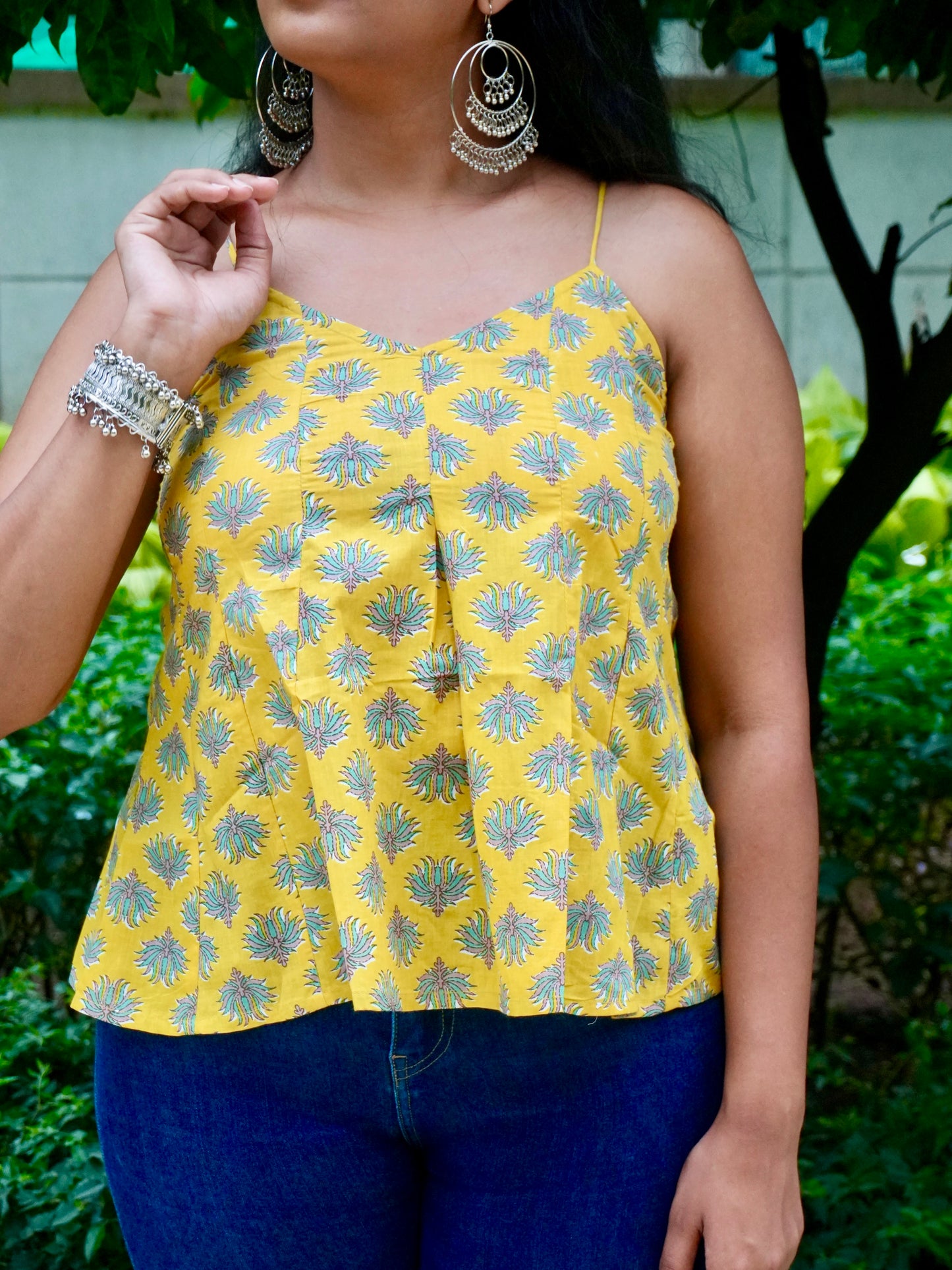 Surajmukhi Phool Noodle Strap Top