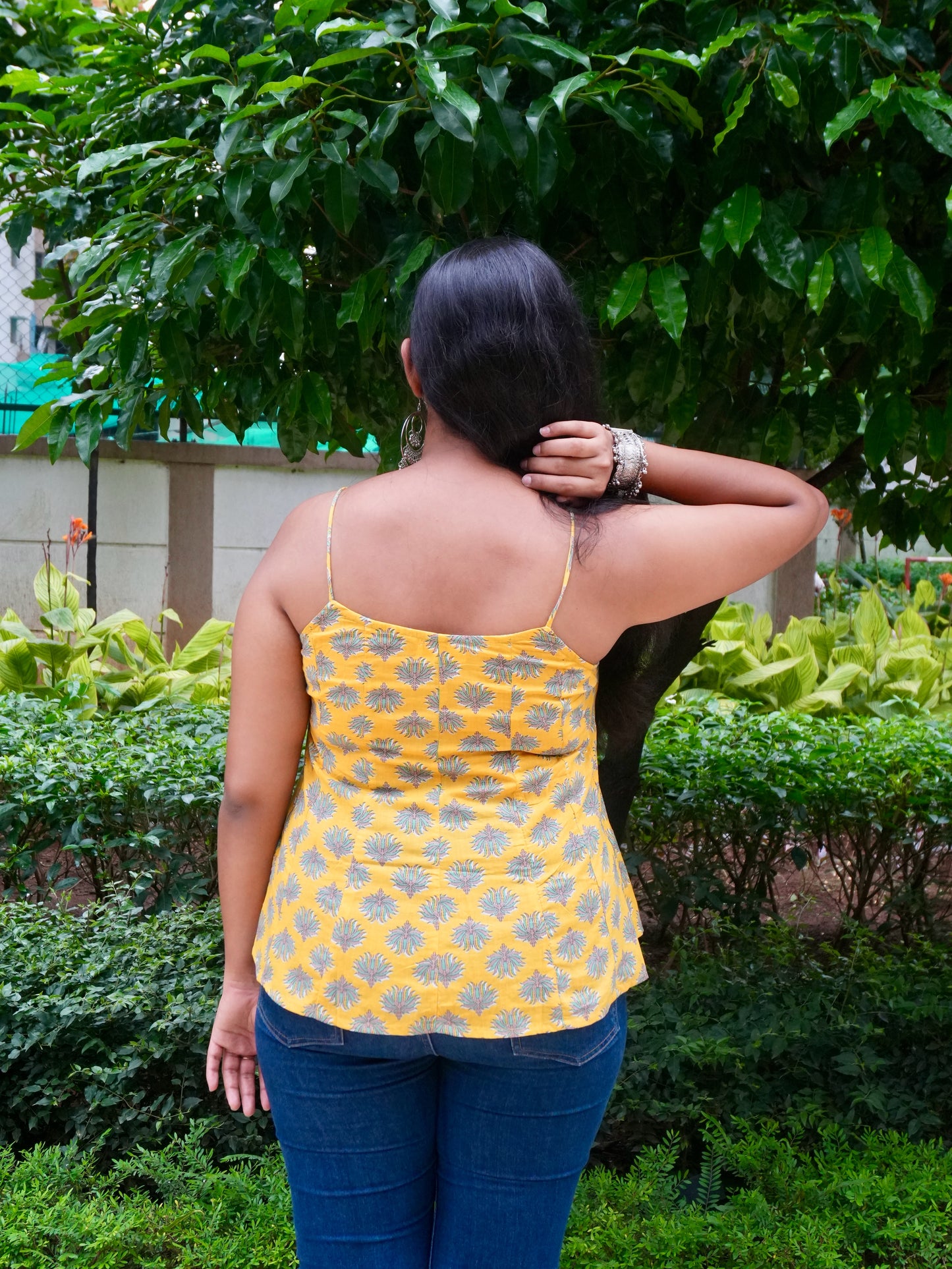 Surajmukhi Phool Noodle Strap Top