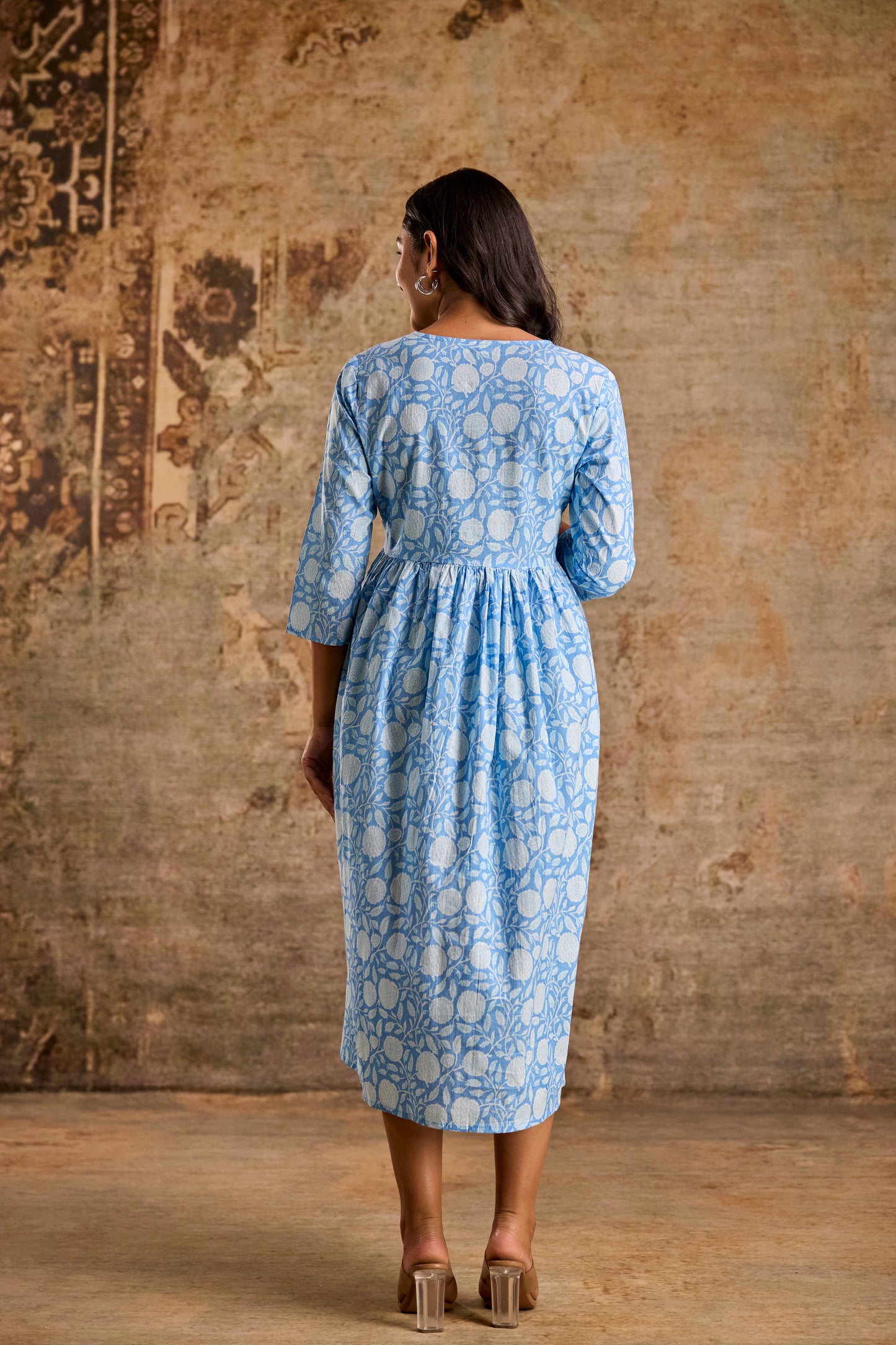 Blossom Blue Floral Print Anarkali Kurta