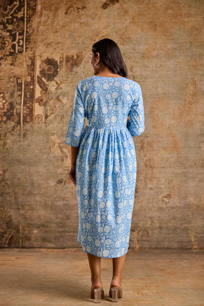 Blossom Blue Floral Print Anarkali Kurta