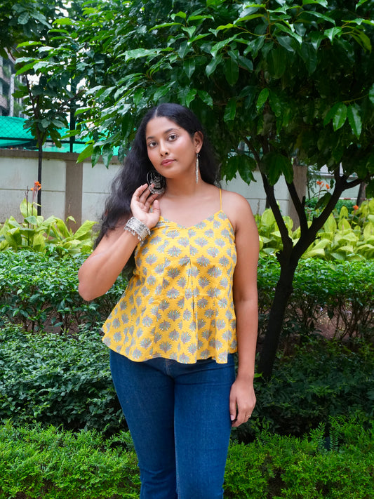 Surajmukhi Phool Noodle Strap Top