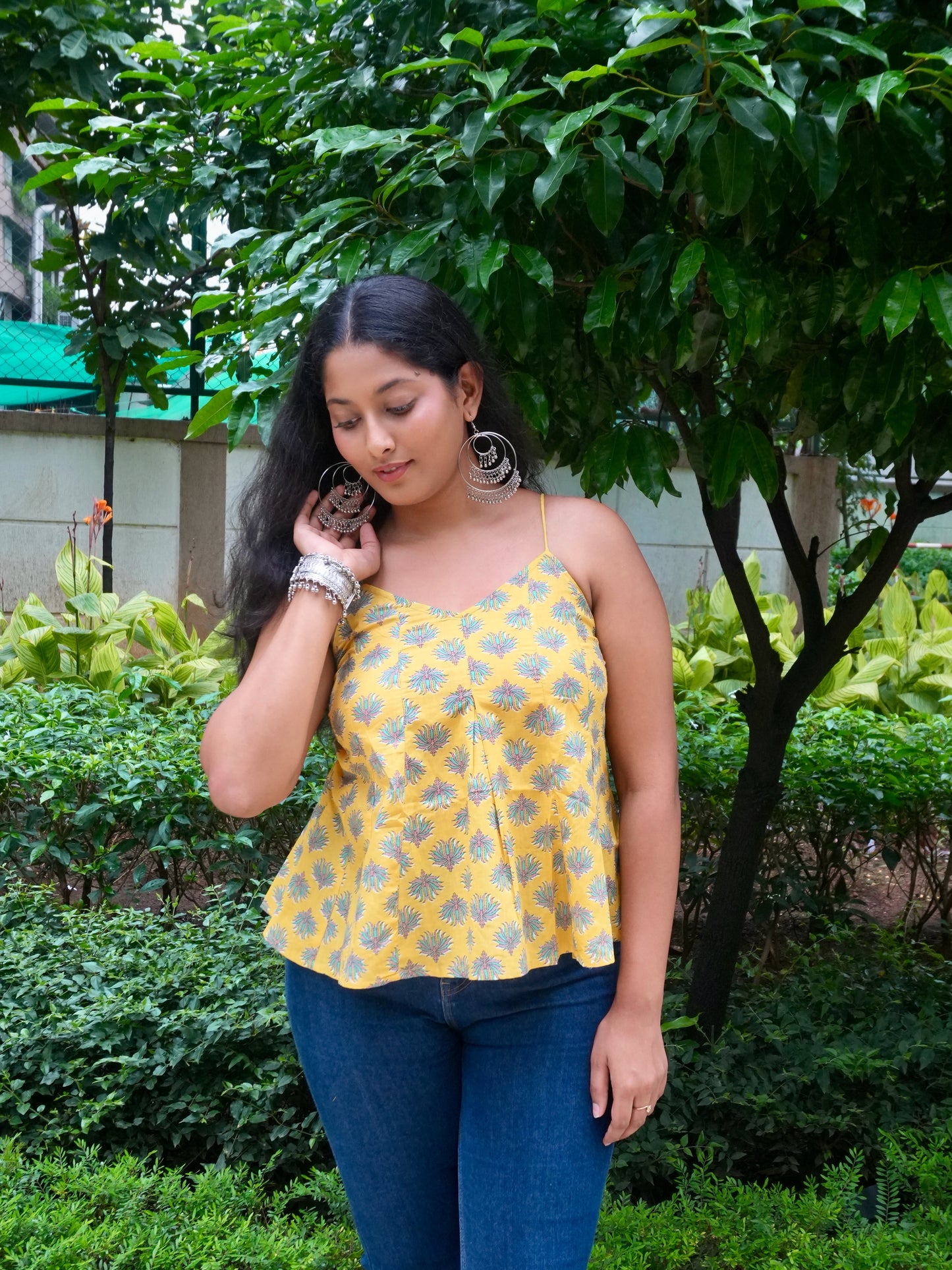 Surajmukhi Phool Noodle Strap Top