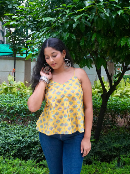 Surajmukhi Phool Noodle Strap Top