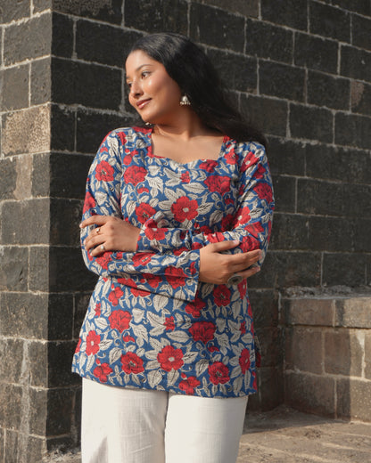Madhuban Square Neck Top with Pull to Fit Doris
