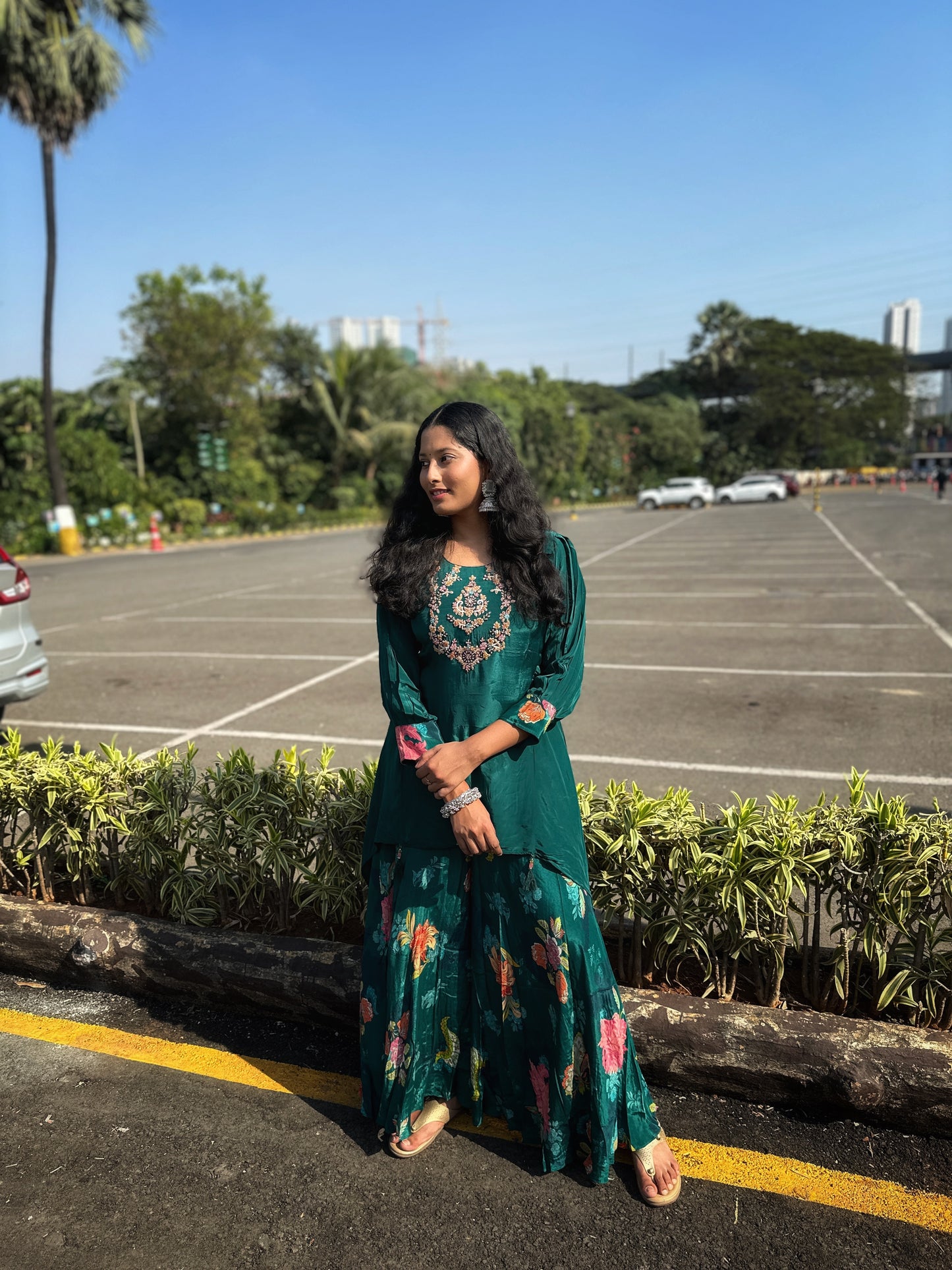Peacock green Sharara set