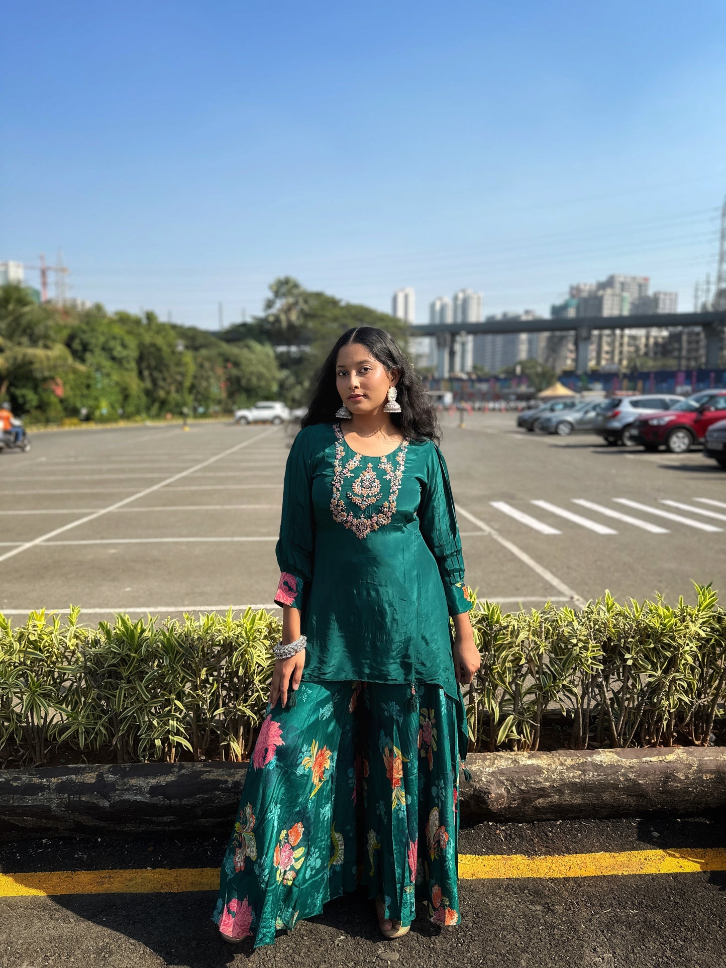 Peacock green Sharara set