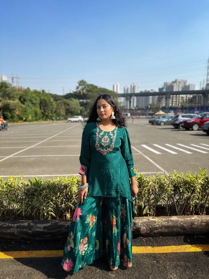 Peacock green Sharara set