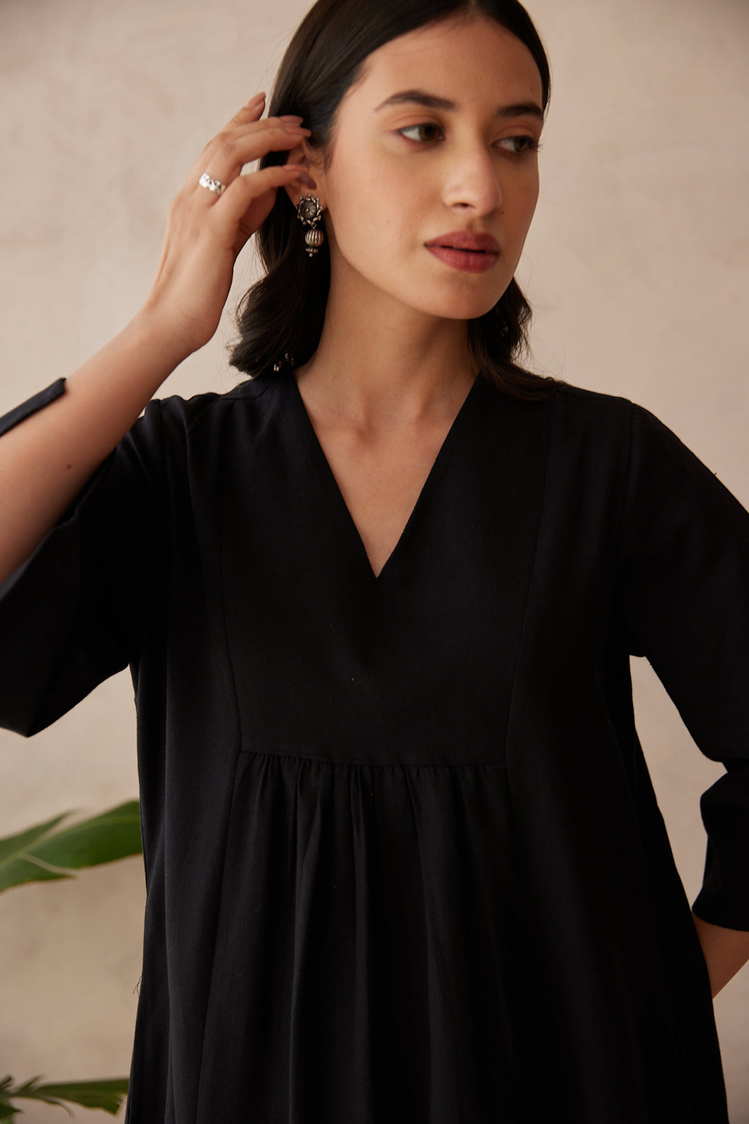 Onyx Black Solid Kurta with Palazzo