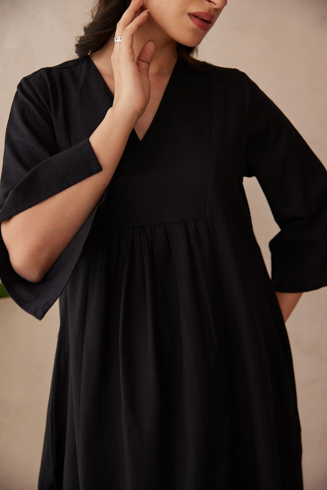 Onyx Black Solid Kurta with Palazzo