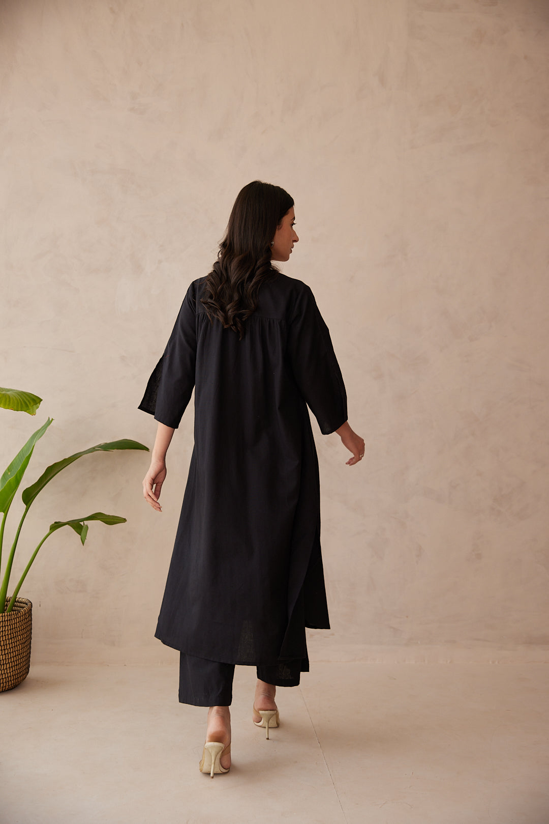 Onyx Black Solid Kurta with Palazzo