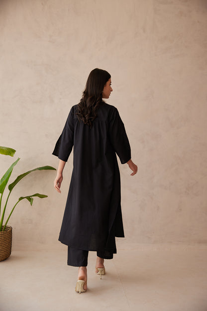 Onyx Black Solid Kurta with Palazzo