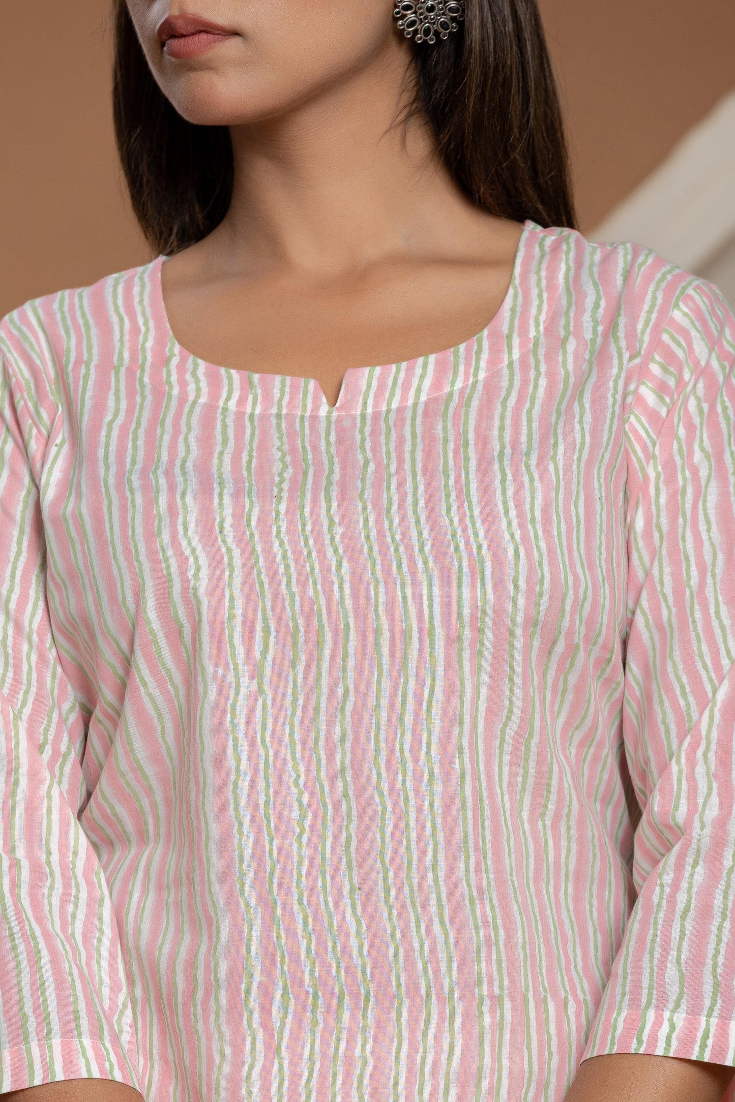 Baby Pink Stripped Cotton Co-ord Set