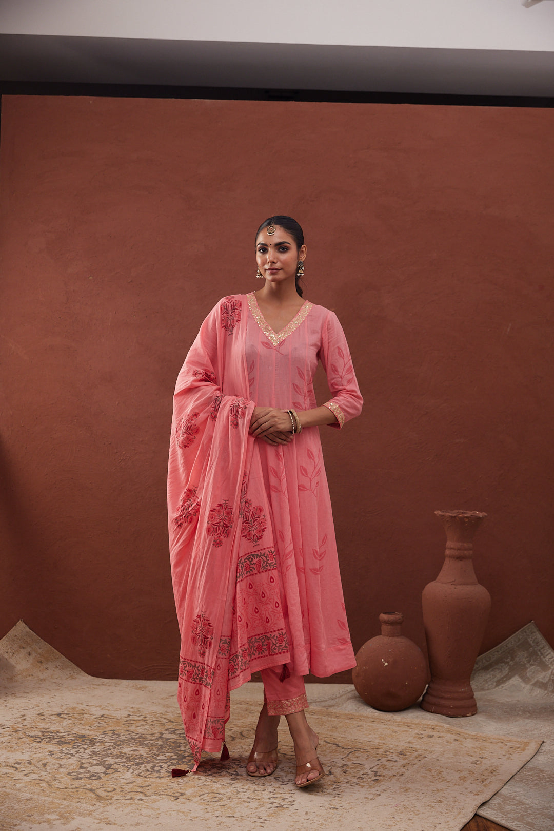 Gulaabi Noor Anarkali Set with Pant & Dupatta (Comes with inner)