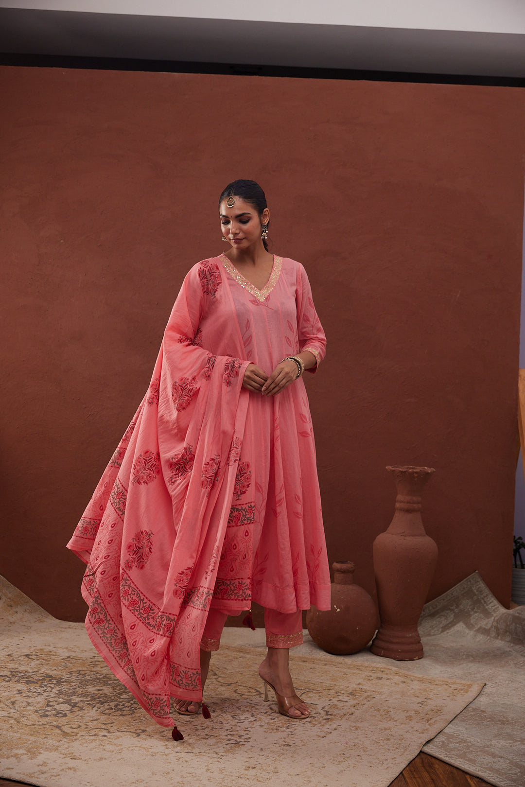 Gulaabi Noor Anarkali Set with Pant & Dupatta (Comes with inner)