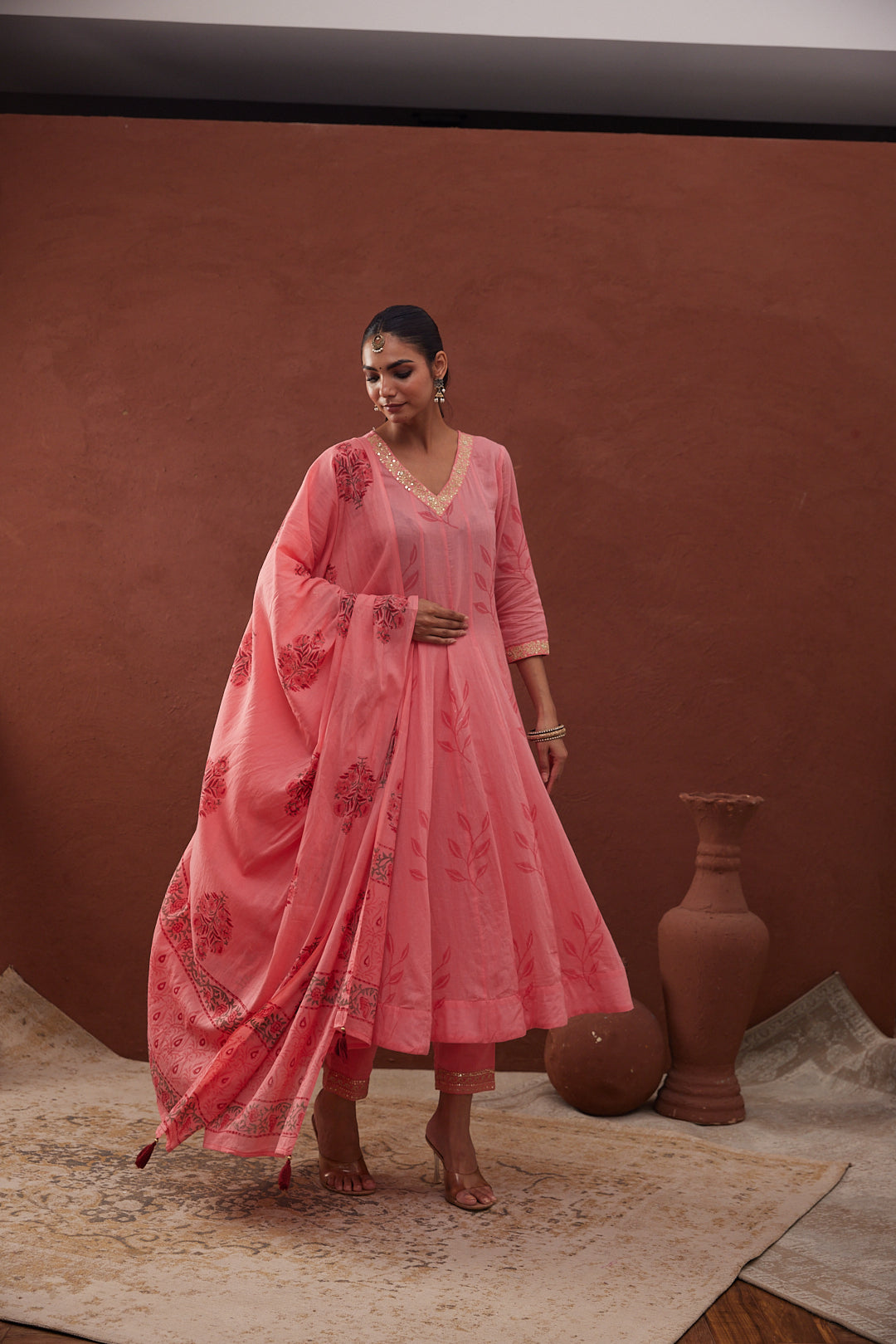 Gulaabi Noor Anarkali Set with Pant & Dupatta (Comes with inner)