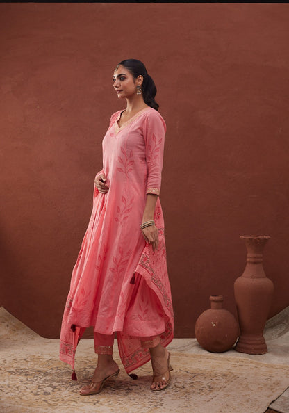 Gulaabi Noor Anarkali Set with Pant & Dupatta (Comes with inner)