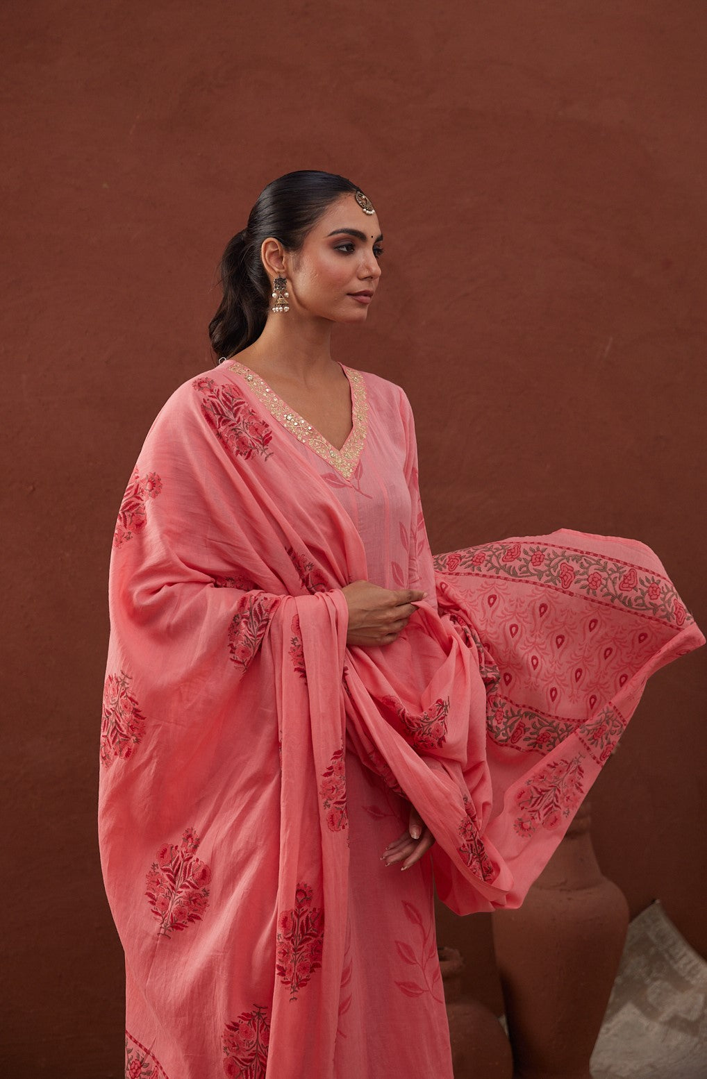 Gulaabi Noor Anarkali Set with Pant & Dupatta (Comes with inner)