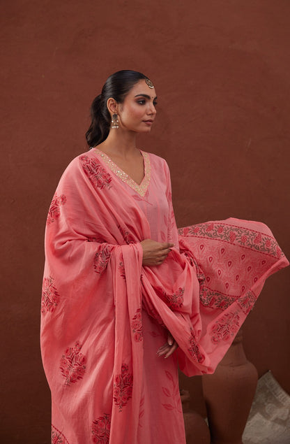 Gulaabi Noor Anarkali Set with Pant & Dupatta (Comes with inner)
