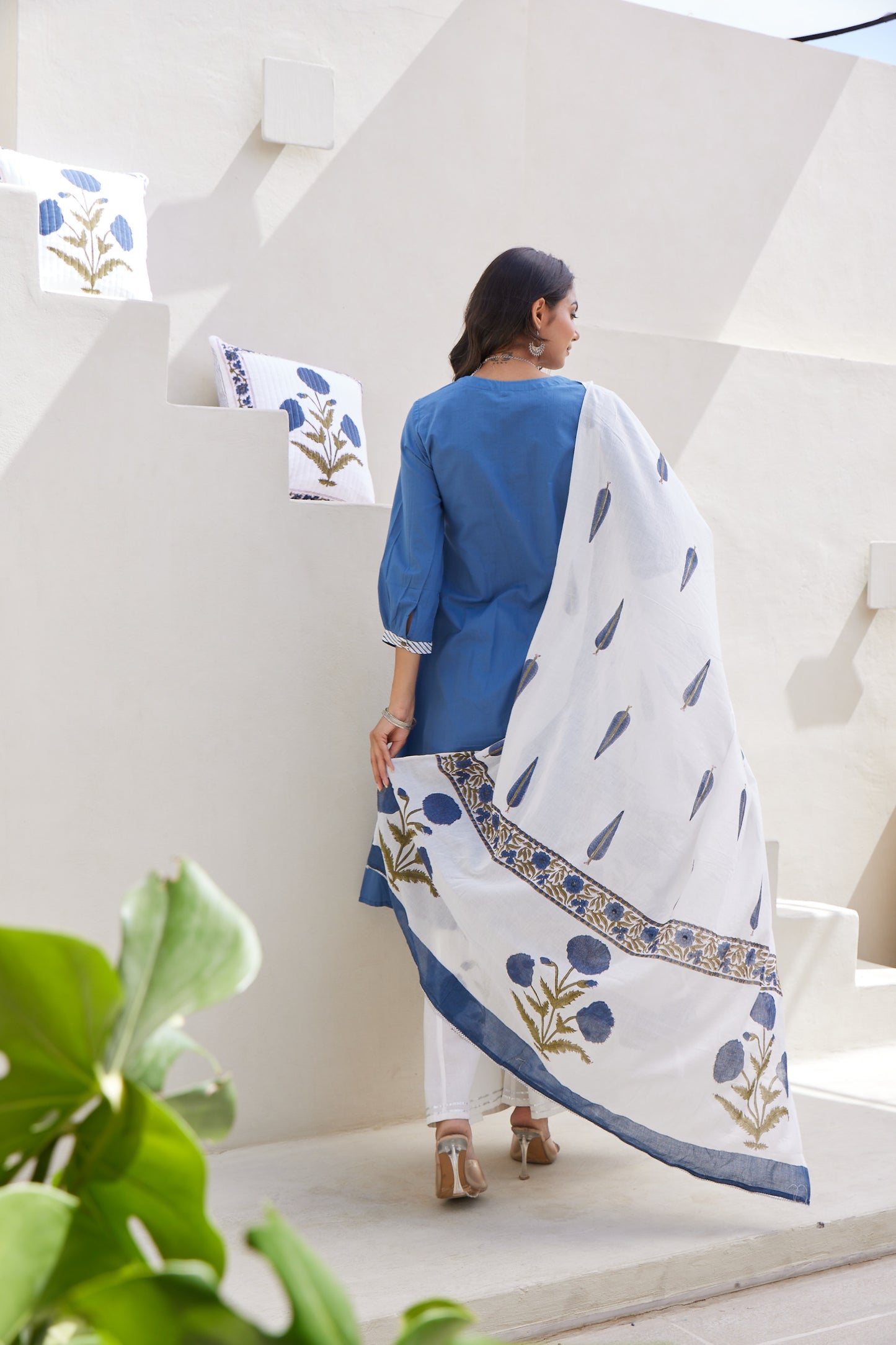 Neel Kamal Kurta Set with Hand Block Printed Dupatta & Palazzo