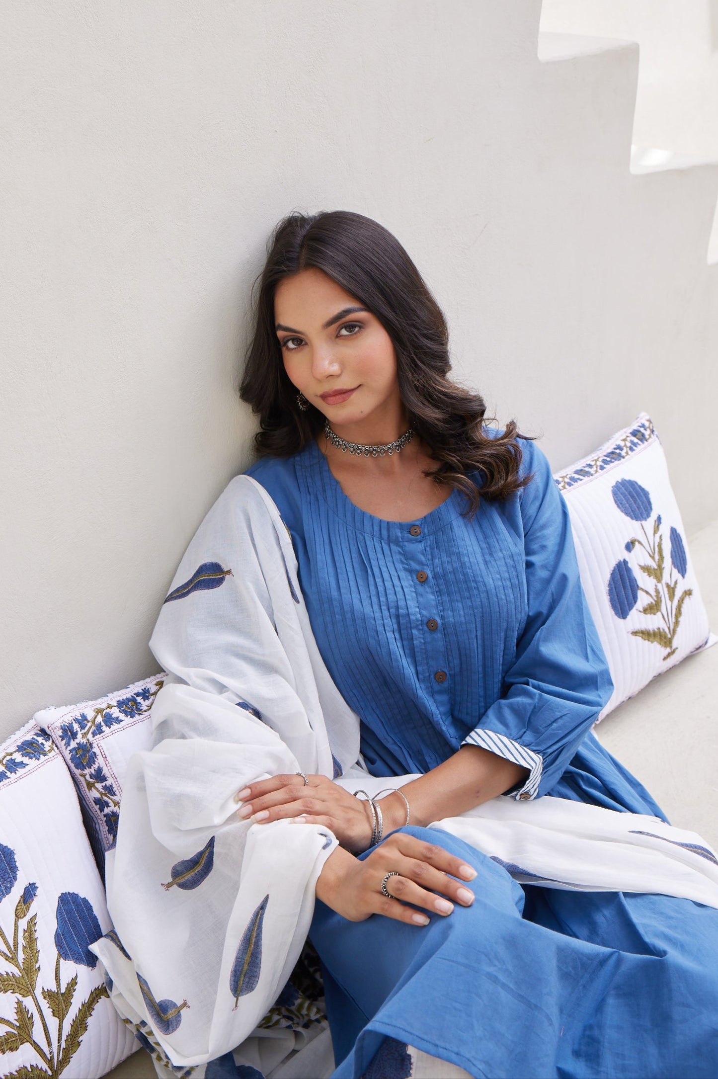 Neel Kamal Kurta Set with Hand Block Printed Dupatta & Palazzo