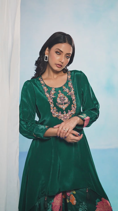 Peacock green Sharara set